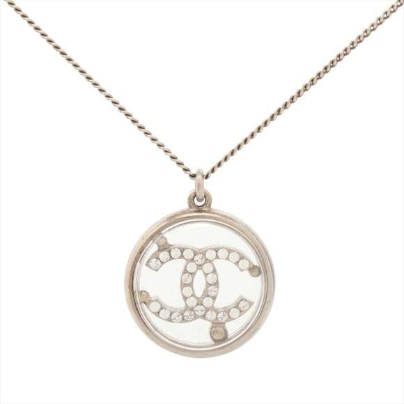 CHANEL Silver Logo Necklace